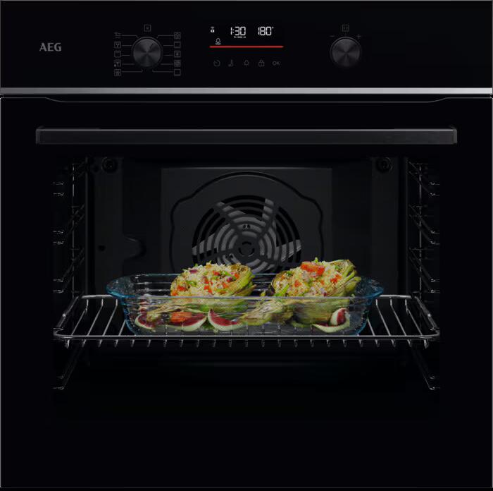 AEG TU5PB401SB A++ Einbaubackofen, 60 cm breit, 72L, Pyrolytische Selbstreinigung, schwarz