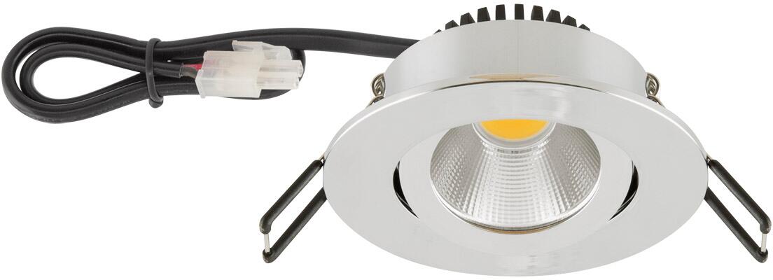 EVN PC20-Serie LED Deckeneinbau, rund, schwenkbar, IP20, 220-240V, 8,4W, 3000K, 1010lm, inkl. Netzgerät, chrom STL (PC20N91102)