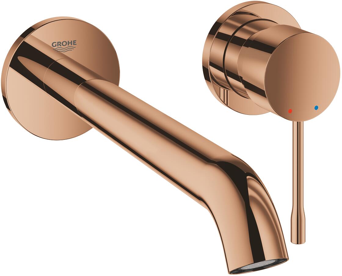 GROHE Essence 2-Loch-Waschtischbatterie, Wandmontage, Stichmaß 110mm, Ausladung 230mm, Professional Edition, warm sunset (29193DA1)
