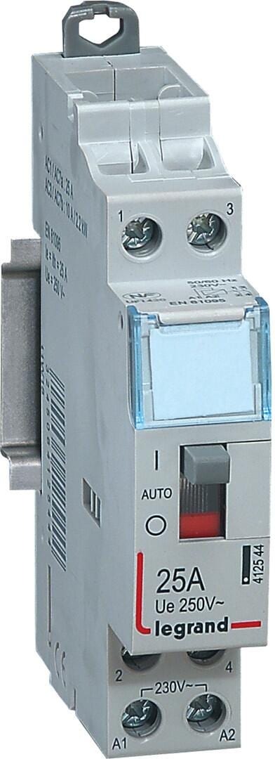 Legrand 412544 CX3 Installationsschütz 230V, 25A, 2 Schließer, mit Handschalter