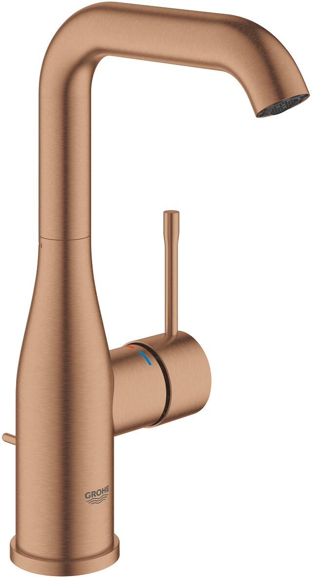 GROHE Essence Einhand-Waschtischbatterie, L-Size, Einlochmontage, Zugstangen-Ablaufgarnitur, Professional Edition, warm sunset gebürstet (24174DL1)