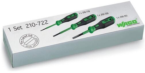 WAGO 210-722 Betätigungswerkzeug-Set, Schraubendreher, 3-Telig, Klingen: 2,5 x 0,4 mm, 3,5 x 0,5 mm, 5,5 x 0,8 mm