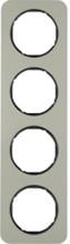 Berker 10142104 Rahmen, 4fach, R.1, Edelstahl/schwarz glänzend
