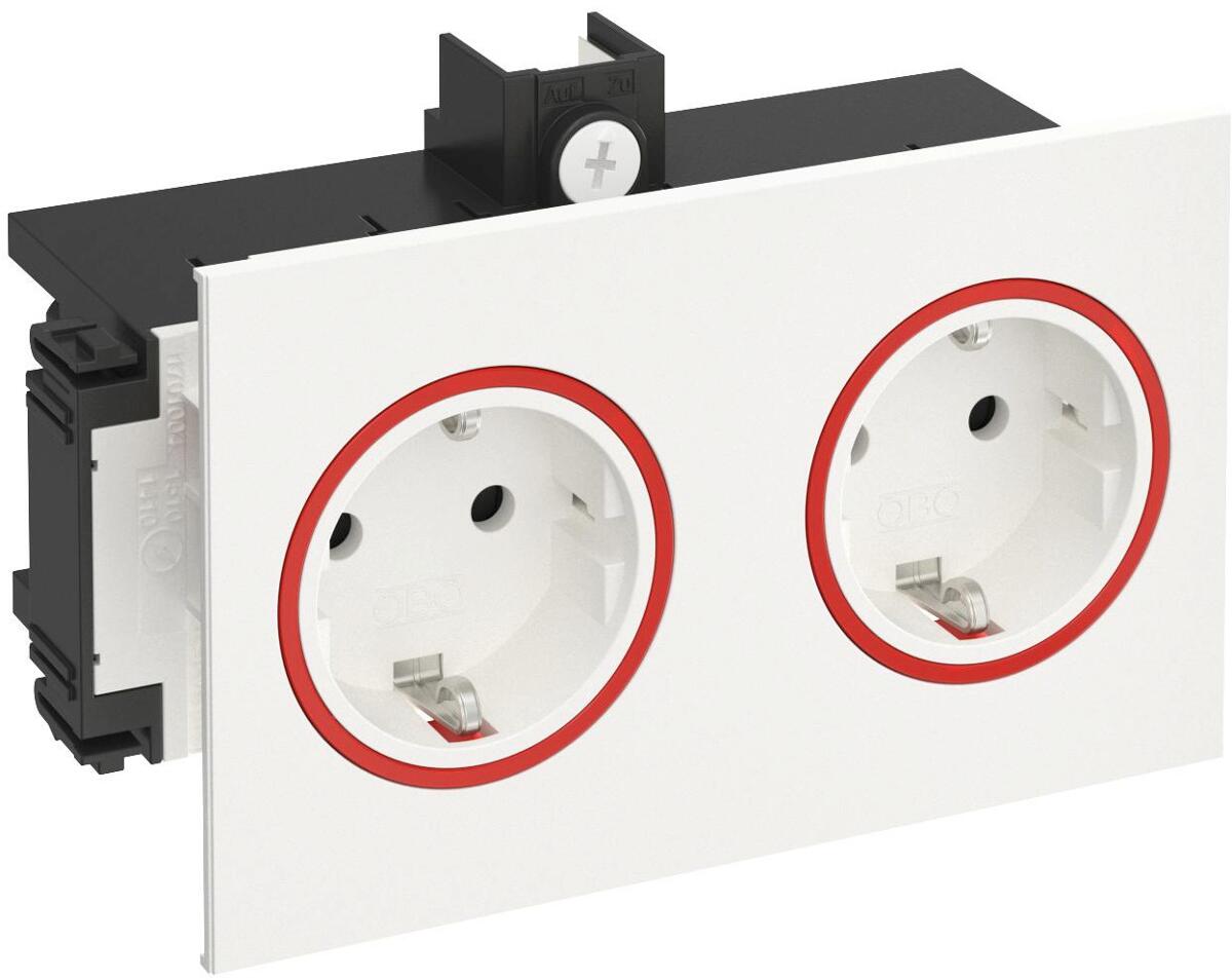 OBO Bettermann BRK 2STD rwsrt Kanalsteckdose, 2-fach, reinweiß/rot (6121020)
