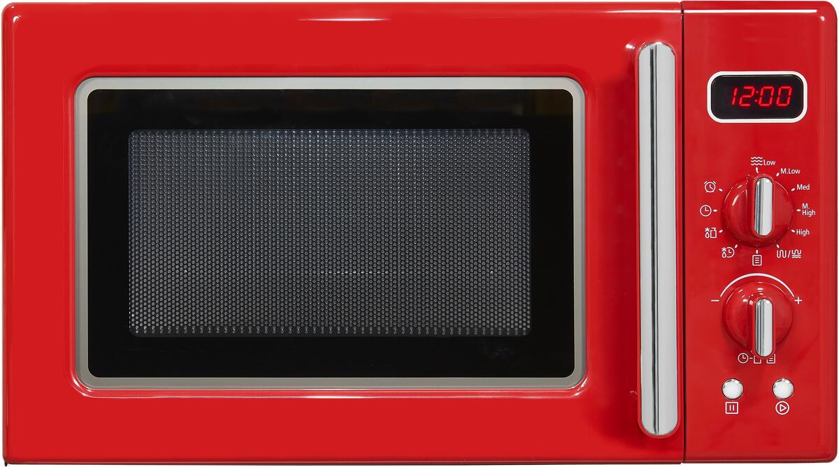 Exquisit RMW720-3GDIG Stand Mikrowelle, 44 cm breit, 700 W, 20 L, Grill, rot