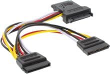 InLine SATA Stromadapterkabel, SATA Stecker / Buchse, an 2x SATA Stecker, 0,15m (29681)