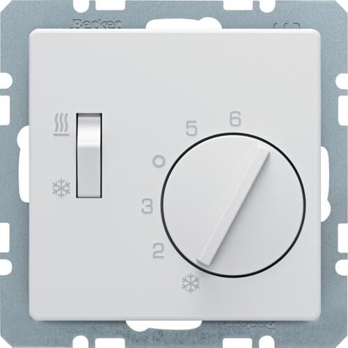 Berker 20296089 Temperaturregler, Wechsler mit Schalter Heizen/Kühlen, Q.1/Q.3/Q.7, polarweiß samt