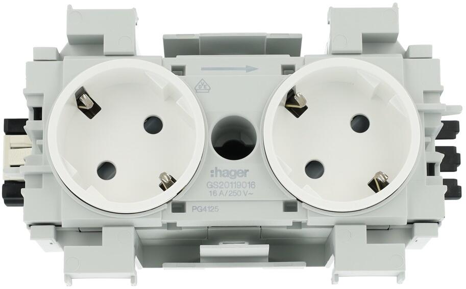 Hager GS20119016 Steckdose 2-fach, 45°, Frontras