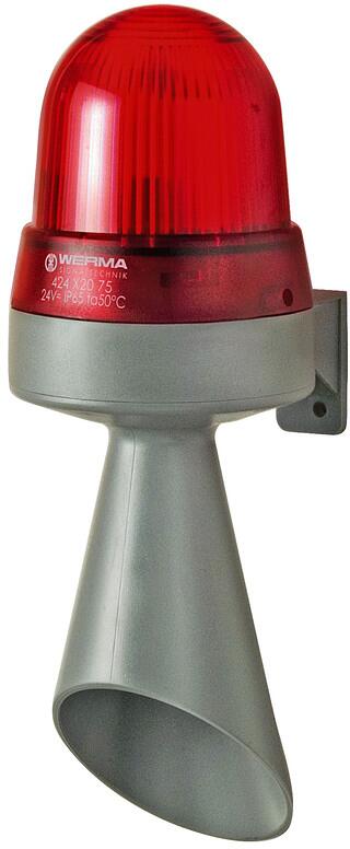 Werma LED-Hupe WM Dauerton, 24VAC/DC RD, Höhe 235 mm, Leuchtfarb rot (424.120.75)