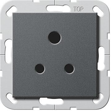 Gira 277228 Steckdose British Standard (BS 546) Round Pin 5 A 250 V~ mit Shutter, Tragring 71 x 71 mm mit Schraubklemmen, System 55, anthrazit