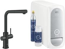 GROHE Blue Home L-Auslauf Starter Kit mit herausziehbarem Mousseurauslauf, velvet black (31539KS0)