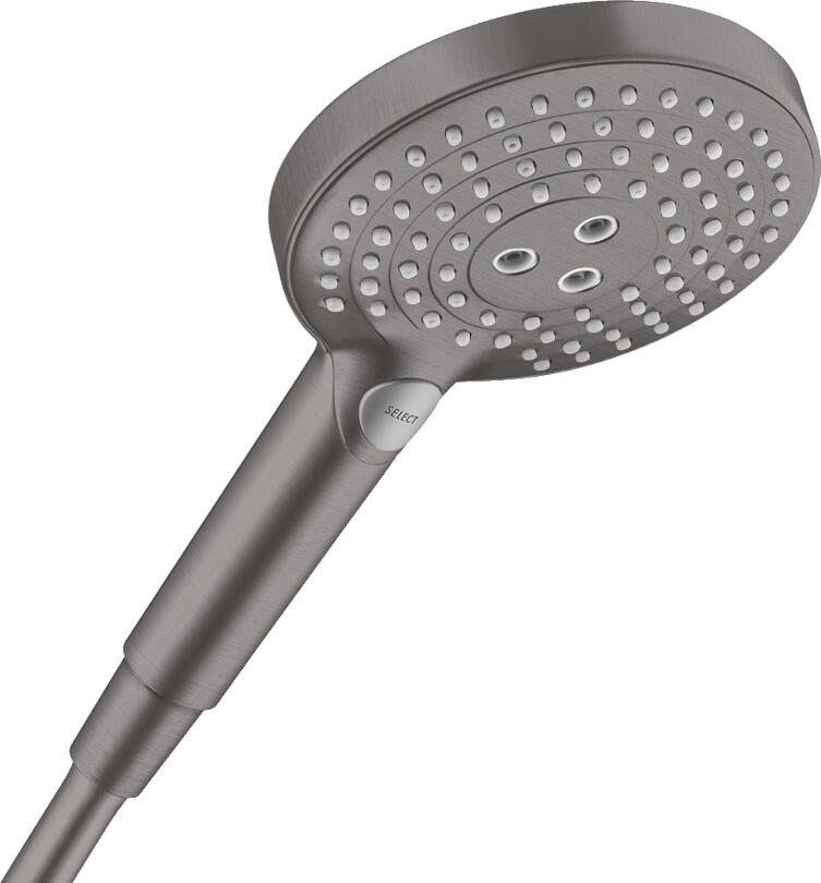 hansgrohe Raindance Select S Duschkopf 120 3 Strahlarten wassersparend, Kunststoff, 8,5 l/min, 125 mm, Brushed Black Chrome, (26531340)