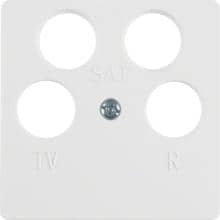 Berker 148409 Zentralplatte für Antennendose, 4Loch, S.1/B.3/B.7, polarweiß glänzend