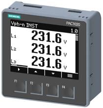 Siemens 7KM1020-0BA01-1DA0 SENTRON PAC1020, 96 x 96 mm Power Monitoring Device, Schalttafeleinbaugerät zur Messung elektrischer Größen, Protokoll: Modbus RTU, mit grafischem Display