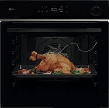 AEG TR7PB63ZSB A+ Einbaubackofen, 60 cm breit, 72 L, Pyrolyse, WLAN, SteamCrisp, Kerntemperatursensor, 19 Beheizungsarten, schwarz