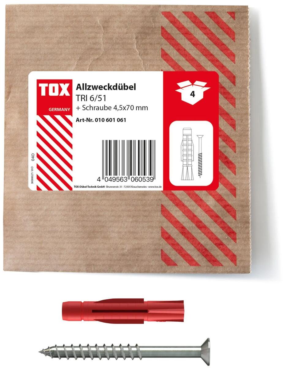 Tox Tri 6/51 Allzweckdübel mit Senkkopfschraube (010601061)