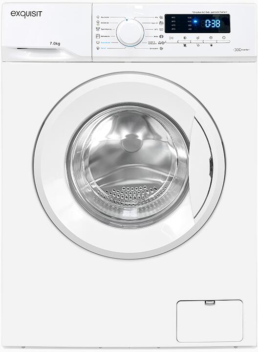 Exquisit WA7014-020A 7kg Frontlader Waschmaschine, 60 cm breit, 1400 U/Min, AquaStop, 12 Programme, weiß