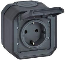 Legrand Plexo New Feuchtraum-Aufputz Schutzkontakt-Steckdose, Steckklemmen (SL), IP 44, anthrazit (069799L)