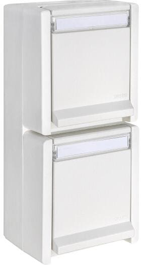 OPUS RESIST Schutzkontakt-Steckdose 2-fach, senkrecht, Aufputz, reinweiß (755.657.02)