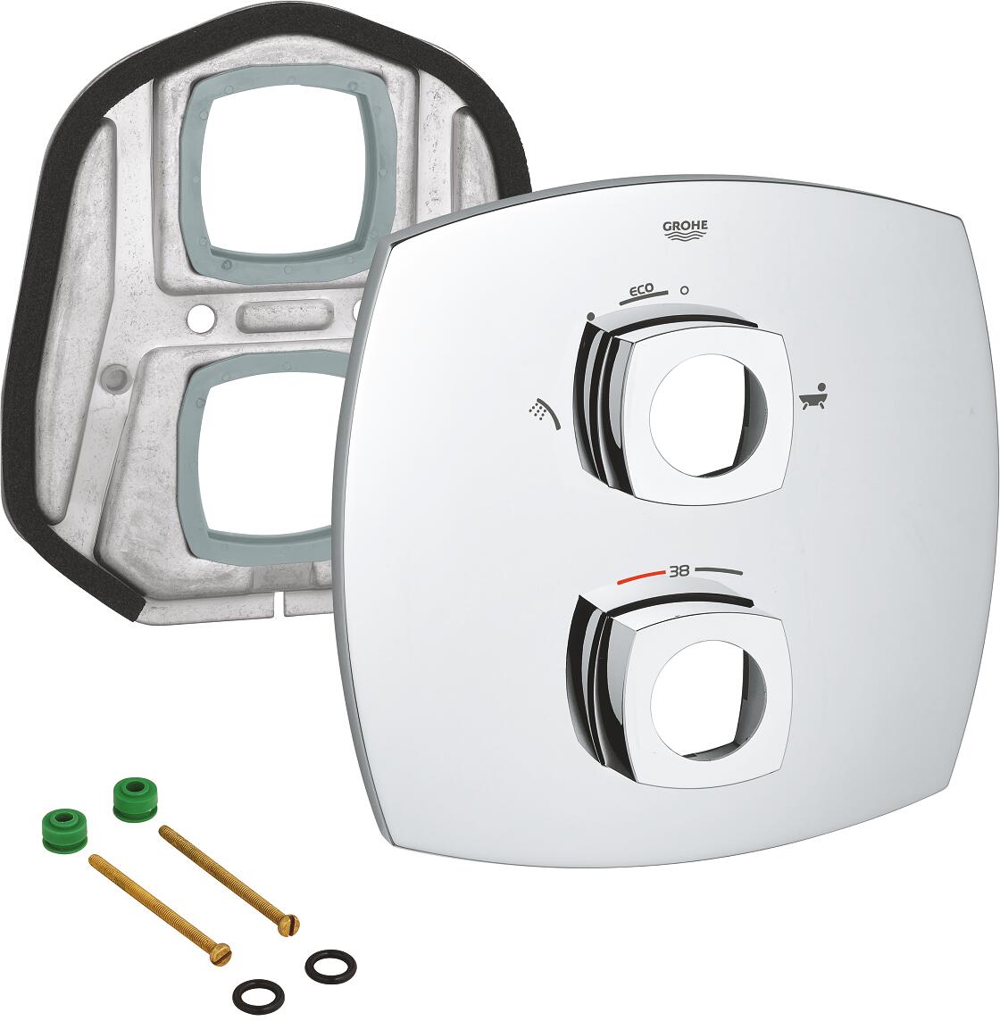 GROHE Grandera Rosette, für THM-Wannenbatterie Rapido Fertigmontageset, mit AquaDimmer Eco, chrom (47932000)