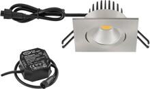 EVN PC65 LED Deckeneinbauleuchte, 8,4W, 3000K, 1010lm, quadratisch, schwenkbar, Edelstahl-Optik (PC654N91302)