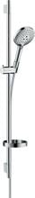 hansgrohe Raindance Select S Duschset 120 3 Strahlarten wassersparend mit Duschstange 90 cm und Seifenschale, Messing, 8,5 l/min, Chrom, (26633000)