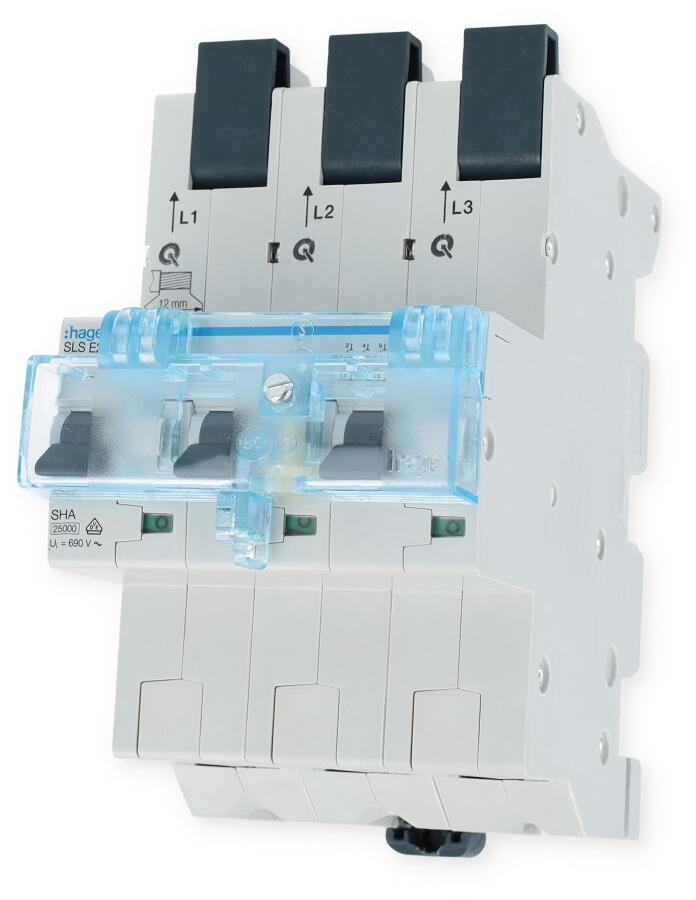 Hager HTS325E SLS-Schalter 3-Polig, E-Charakteristik, 25A, für Sammelschiene QuickConnect