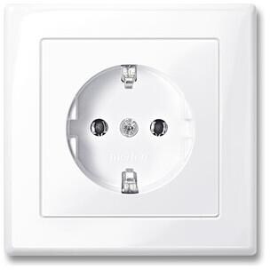 Merten MEG2301-1425 SCHUKO-Steckdose mit voller Abdeckplatte, M-Smart, Steckklemme, aktivweiß