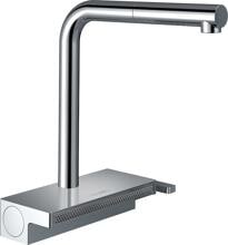 hansgrohe Aquno Select M81 Einhebel-Küchenarmatur 250, Ausziehauslauf, 2 Strahlarten, Schlauchbox, Messing, 210 mm, G ⅜ Anschlussschläuche, mit Rückflussverhinderer, chrom (73830000)