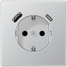 Jung AL1520-15CA-L SCHUKO Steckdose mit USB-Ladegerät, Serie LS, Aluminium (lackiert)