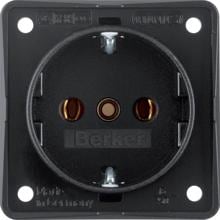 Berker 9418505 Steckdose SCHUKO, mit Schraubklemmen, Integro Modul-Einsätze, schwarz matt