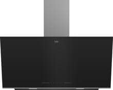 Beko BHCA96641BBHS EEK: A Kopffreihaube, 89,5 cm breit, 712 m³/h, 3 Leistungsstufen + 1 intensive Stufe, schwarz/Edelstahl