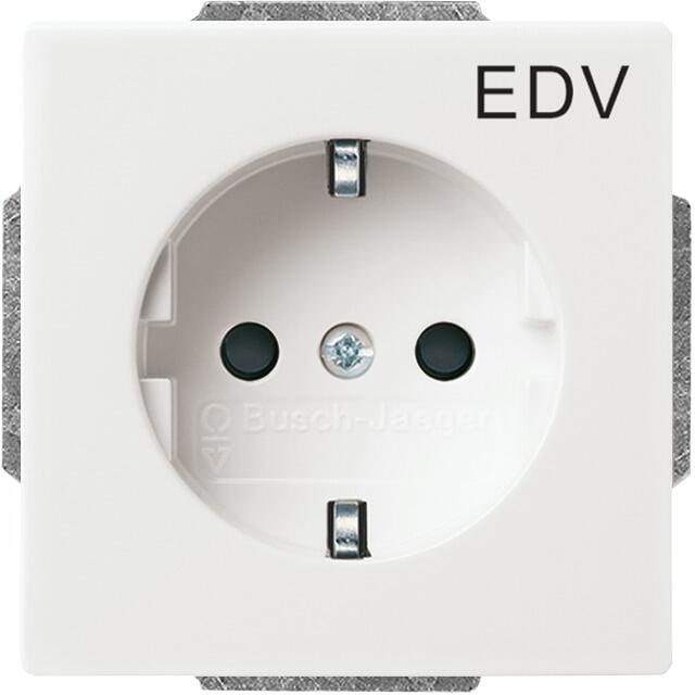 Busch-Jaeger 20 EUCKS/DV-84 SCHUKO Steckdosen-Einsatz mit Aufdruck "EDV", Solo, studioweiß (2CKA002013A5268)