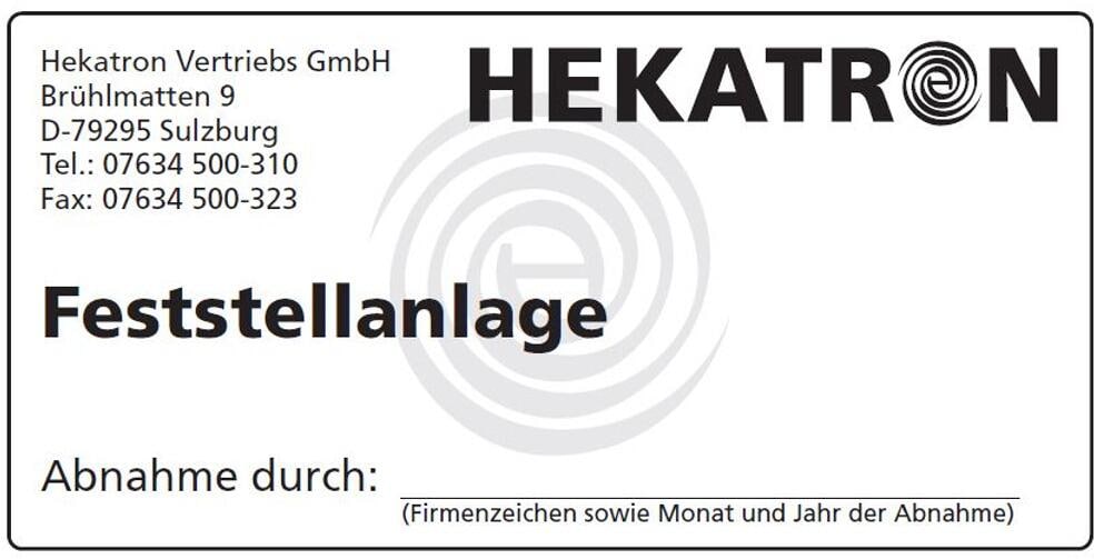 Hekatron Abnahmeschild für Feststellanlagen, 200x143mm (3740888)