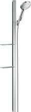 hansgrohe Raindance Select S Duschset 120 3 Strahlarten mit Duschstange 150 cm und Ablagen, Messing, 15 l/min, 125 mm, Chrom, (27646000)