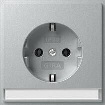 Gira 446265 SCHUKO-Steckdose 16 A 250 V~ mit Beschriftungsfeld und Shutter (IP20) TX_44, Aluminium