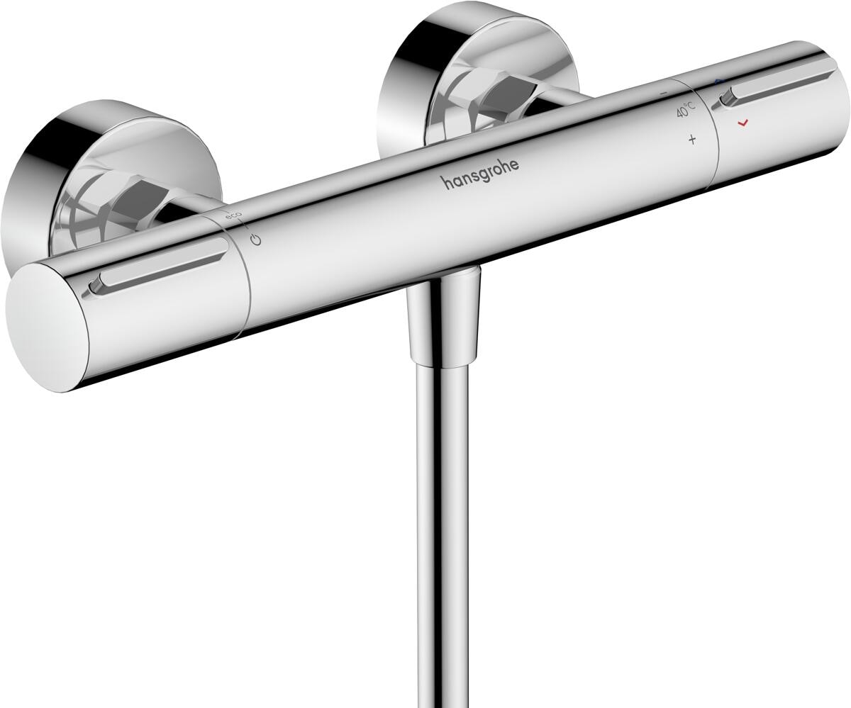 hansgrohe Ecostat Element Duschthermostat Aufputz, Messing, 17 l/min, mit Rückflussverhinderer, Chrom, (13346000)