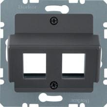 Berker 14631606 Zentralplatte für AMP Modular Jacks Zentralplattensystem, S.1/B.3/B.7, anthrazit matt/samt