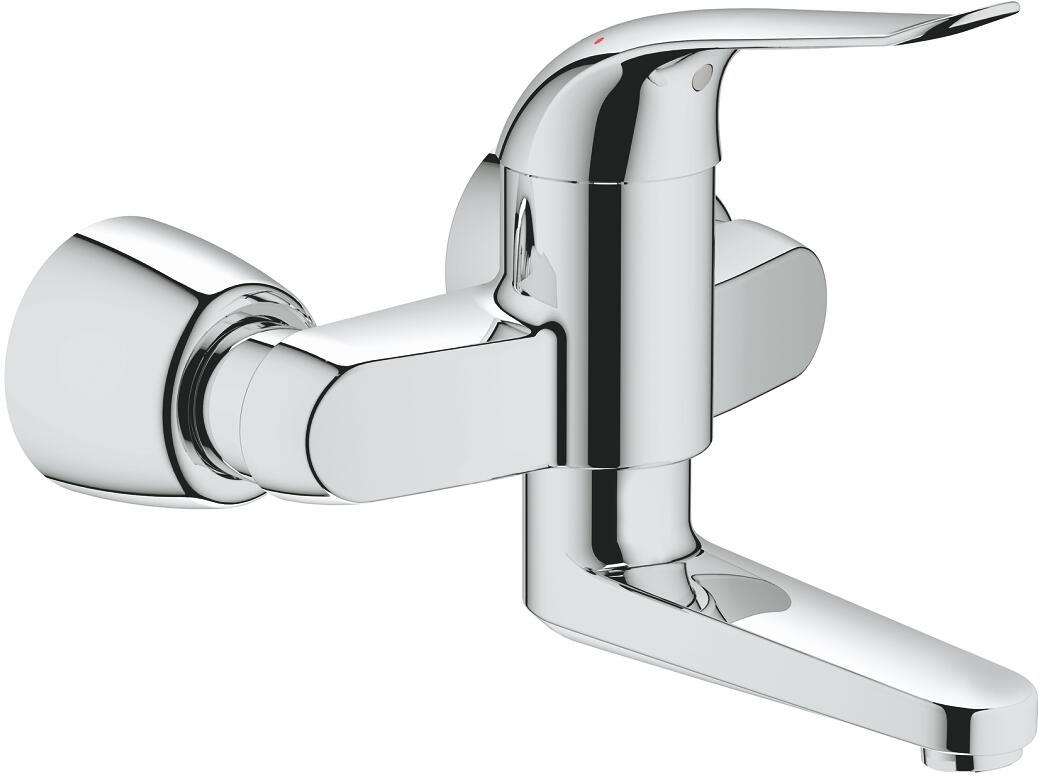 GROHE Eurosmart Care Einhand-Waschtischbatterie, Wandmontage, Ausladung 214 mm, chrom (32771000)