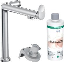 hansgrohe Aqittura M91 FilterSystem 240, 1 Strahlart, Starter Set, Messing, 267 mm, G ⅜ Anschlussschläuche, mit Rückflussverhinderer, chrom (76802000)