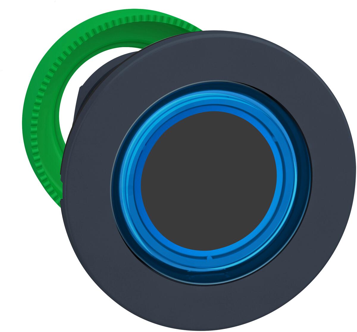 Schneider Electric ZB5FW963 Harmony XB5F, Leuchtdrucktaster, Frontelement, Kunststoff, 30mm, für universelle LED, beleuchteter Ring, blau