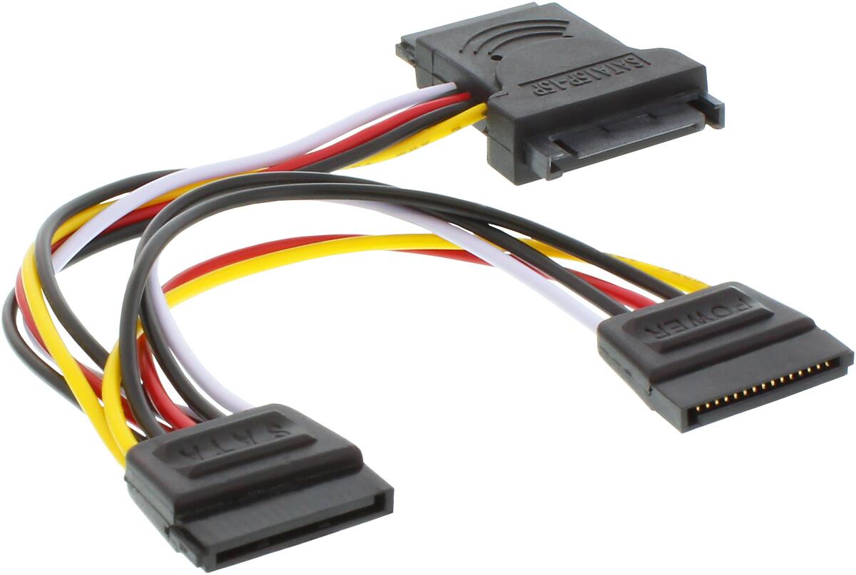 InLine SATA Stromadapterkabel, SATA Stecker / Buchse, an 2x SATA Stecker, 0,15m (29681)