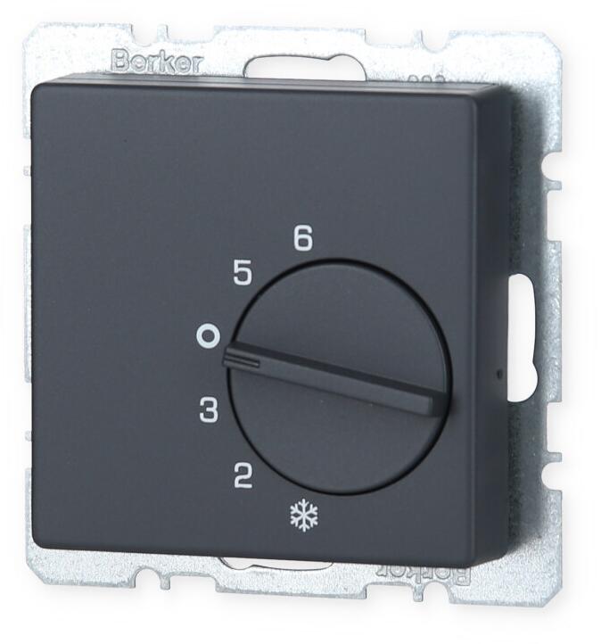 Berker 20266086 Temperaturregler mit Wechsler und Zentralstück, Q.1/Q.3, anthrazit samt, lackiert