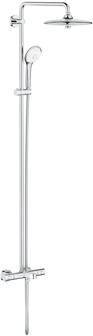 GROHE Euphoria System 260 Duschsystem, Aufputz-Thermostat, Aquadimmer Funktion, Wandmontage, 450 mm Duscharm, EcoJoy, chrom (27475002)