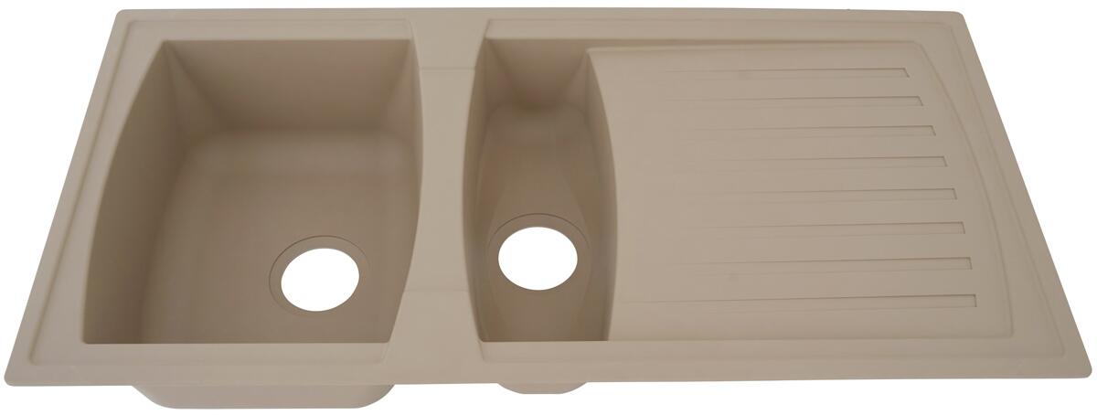 Respekta Boston Mineralite Einbauspüle mit 1,5 Becken, 100 x 50 cm, sandbeige
