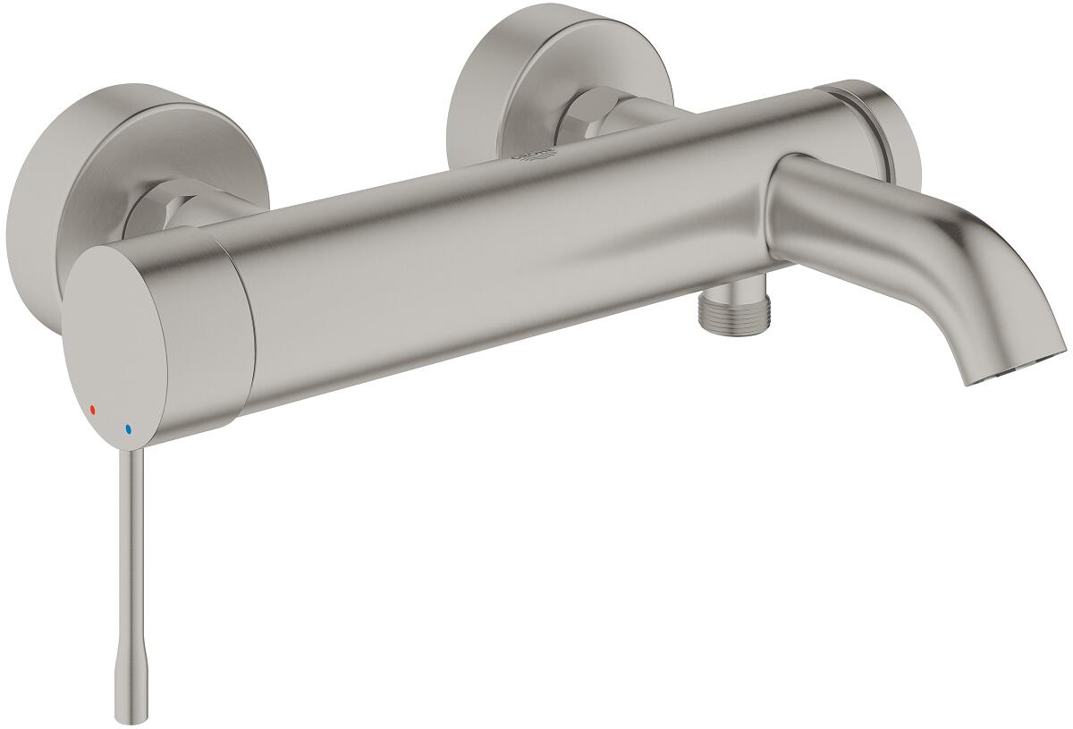GROHE Essence Einhand-Wannenbatterie, Wandmontage, eigensicher, Professional Edition, supersteel (25250DC1)