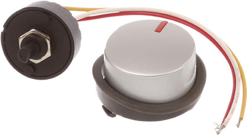 Bosch Siemens 00620899 Knopf, silber, schwarzer Dekorring, mit Schalter/Befestigung,, ohne Anschlusskabel