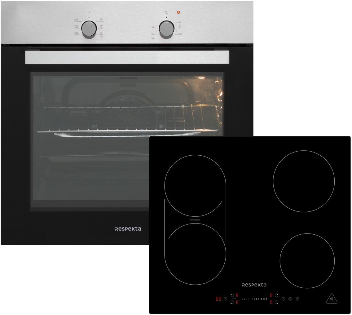 respekta ASET1206600I EEK: A Backofen-Set (AB120-33+KM6600IB-28), 59,5 cm breit, 56 L, Edelstahl