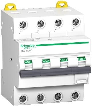 Schneider Electric A9D87416 FI/LS-Schalter iC60N, 4P, 16A, B-Char., 30mA, Typ A, 6kA