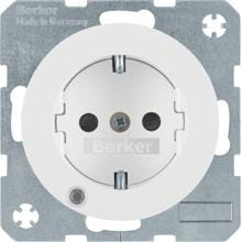 Berker 41102089 Steckdose SCHUKO mit Kontroll-LED und erhöhtem Berührungsschutz, R.1/R.3, polarweiß glänzend